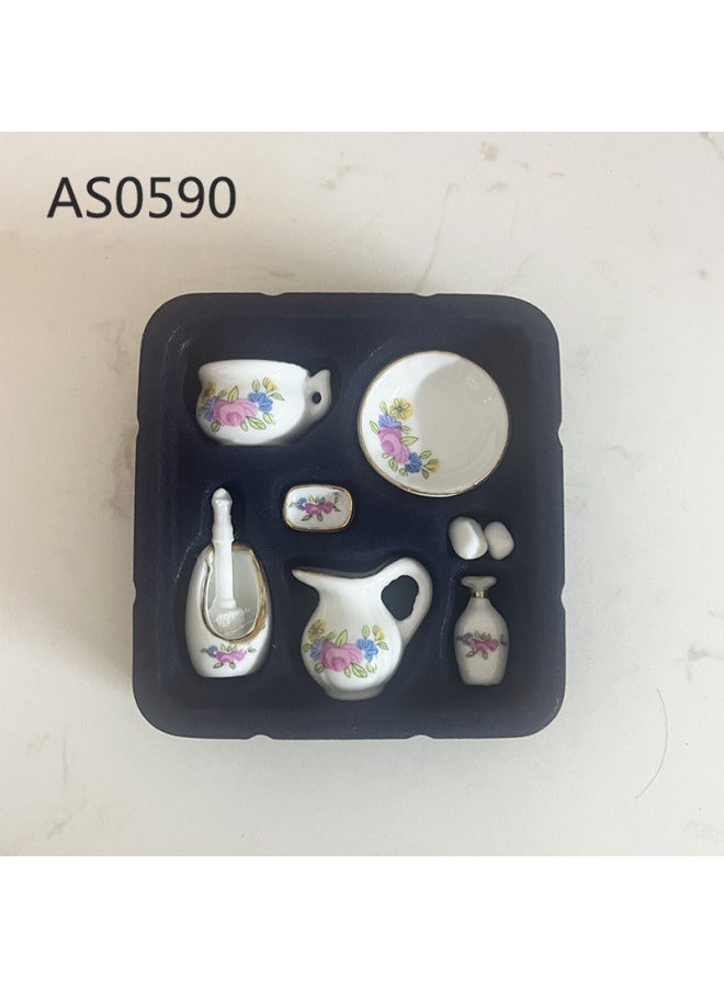 Rose Mini Ceramic Small Vase Doll House Pocket Miniature Bathroom Ornaments-Specifications:Blue Vine Vase - Image 3