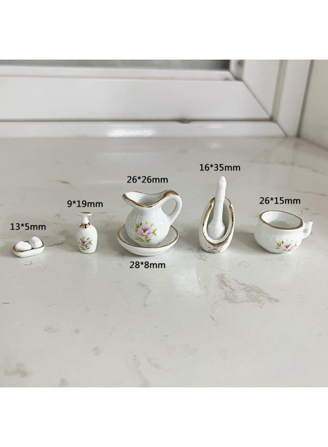 Rose Mini Ceramic Small Vase Doll House Pocket Miniature Bathroom Ornaments-Specifications:Blue Vine Vase - Image 2