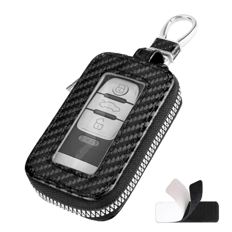 vvag Premium Car Key Fob Case Genuine Carbon Fiber Car Smart Key fob Holder Automotive Remote Keychain Bag UniversalBlackCarbon Fiber Style - Image 3
