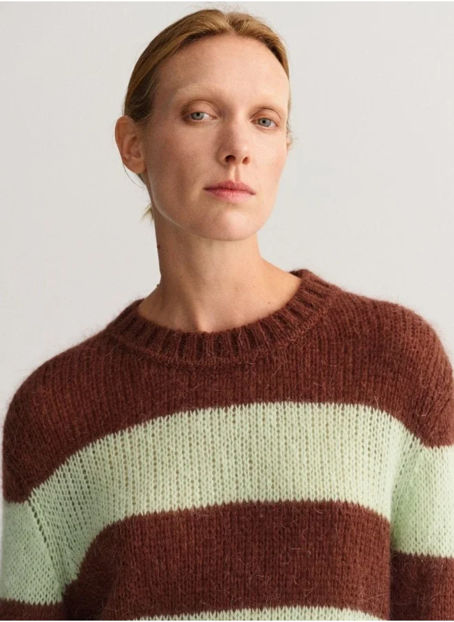 GANT Gant Mohair Striped Crew Neck Sweater