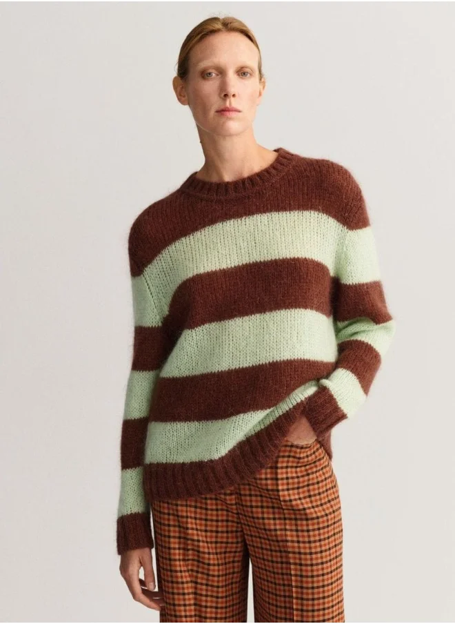 GANT Gant Mohair Striped Crew Neck Sweater