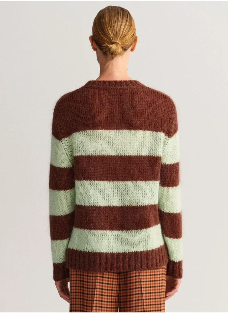 GANT Gant Mohair Striped Crew Neck Sweater