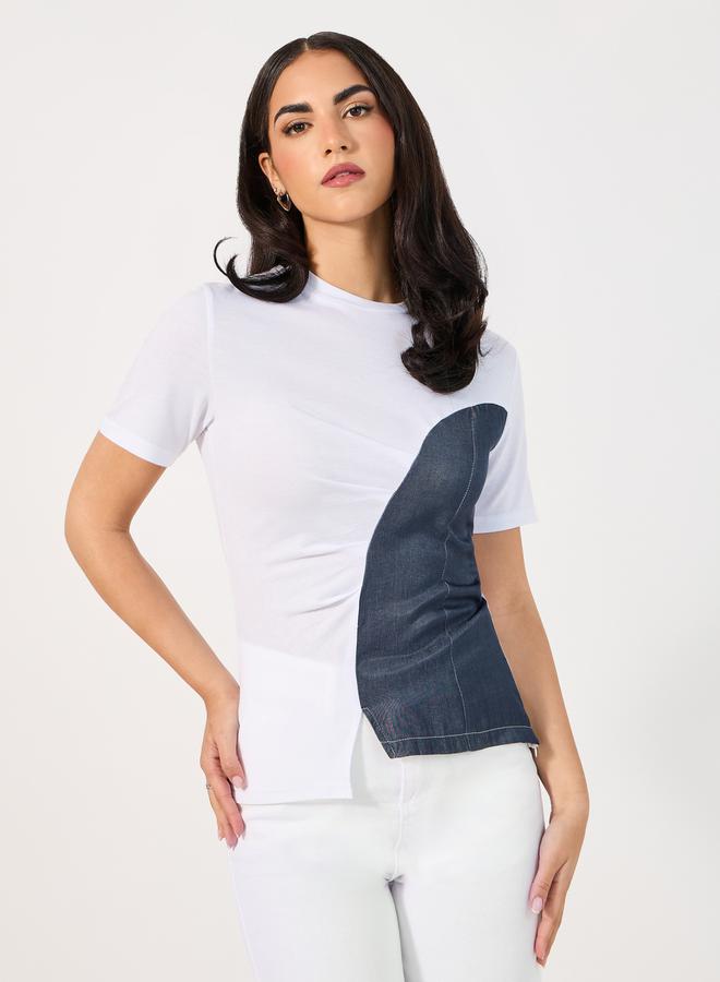 Styli Slim Fit Contrast Panel T-Shirt  - Image 1