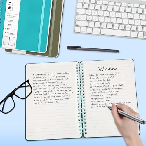ABERLLS Turquoise Lined Spiral Journal Notebook with 160 Pages, 8×5.7in, A5 Spiral Notebook, Journaling Notebooks for Work, School, Women, Men, College Ruled Spiral Notebook, Hardcover Leather Journals - Image 3