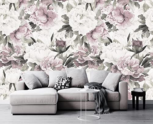 Cliouar-Vintage Purple Pink Rose Bedroom Living Room Decor Wallpaper Mural Bedroom Living Room Decor 158" x 110"(Not Self-Adhesive) - Image 1