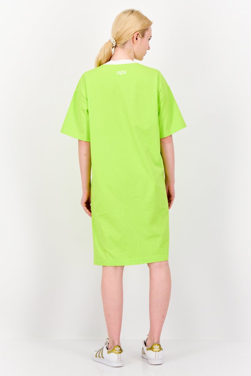 ESPRIT فستان قميص مطبوع للنساء، لون ليموني أخضر - Image 4