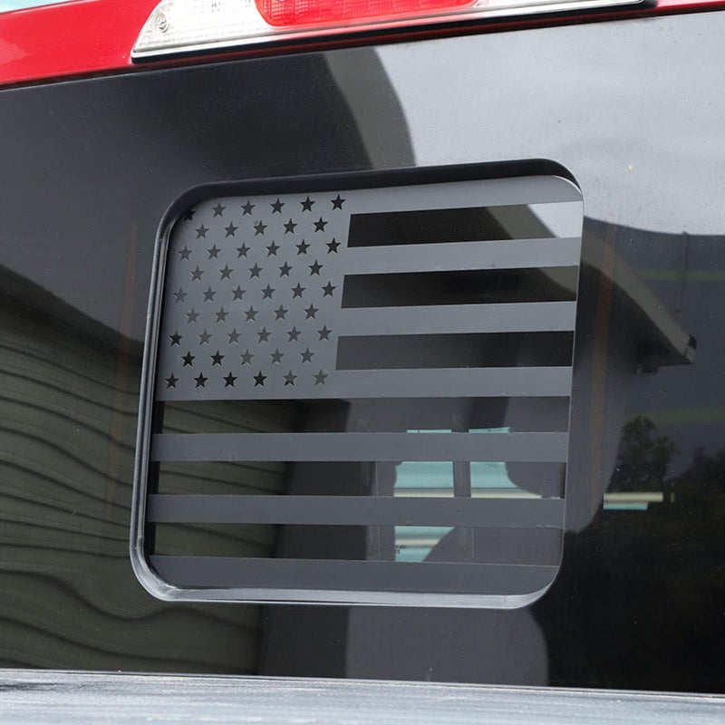 Zxiaochun Rear Middle Window American Flag Decal for Ford F150 F250 F350 2015-2021 2022 2023 2024 2025 2026 Back Center Sliding Window Glass USA Flag Vinyl Sticker Exterior Accessories (Matte Black) - Image 1