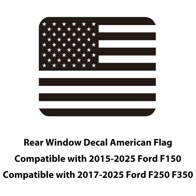 Zxiaochun Rear Middle Window American Flag Decal for Ford F150 F250 F350 2015-2021 2022 2023 2024 2025 2026 Back Center Sliding Window Glass USA Flag Vinyl Sticker Exterior Accessories (Matte Black) - Image 3