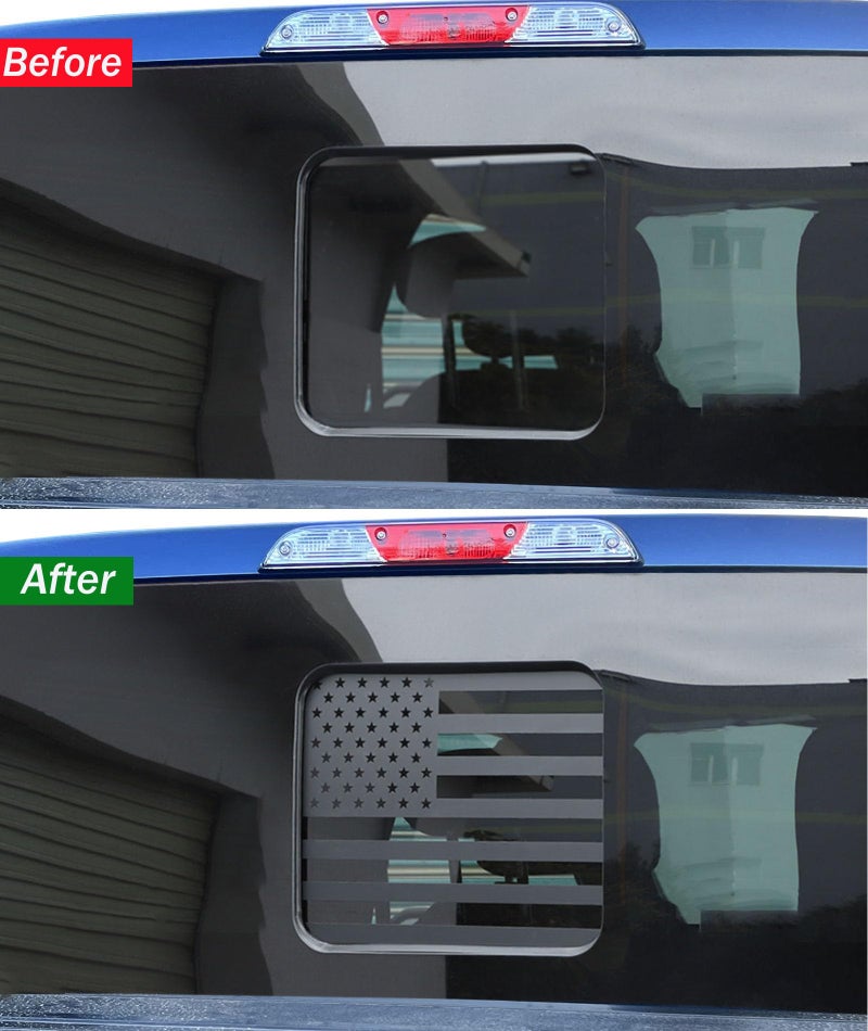 Zxiaochun Rear Middle Window American Flag Decal for Ford F150 F250 F350 2015-2021 2022 2023 2024 2025 2026 Back Center Sliding Window Glass USA Flag Vinyl Sticker Exterior Accessories (Matte Black) - Image 2