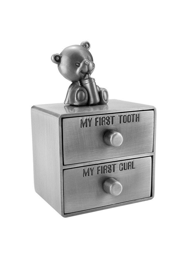 Mogoko Silver Tooth Box Baby First Tooth And Curl Keepsake Box Set Kids Teeth Fairy Holder For Boy Or Girl - Image 2