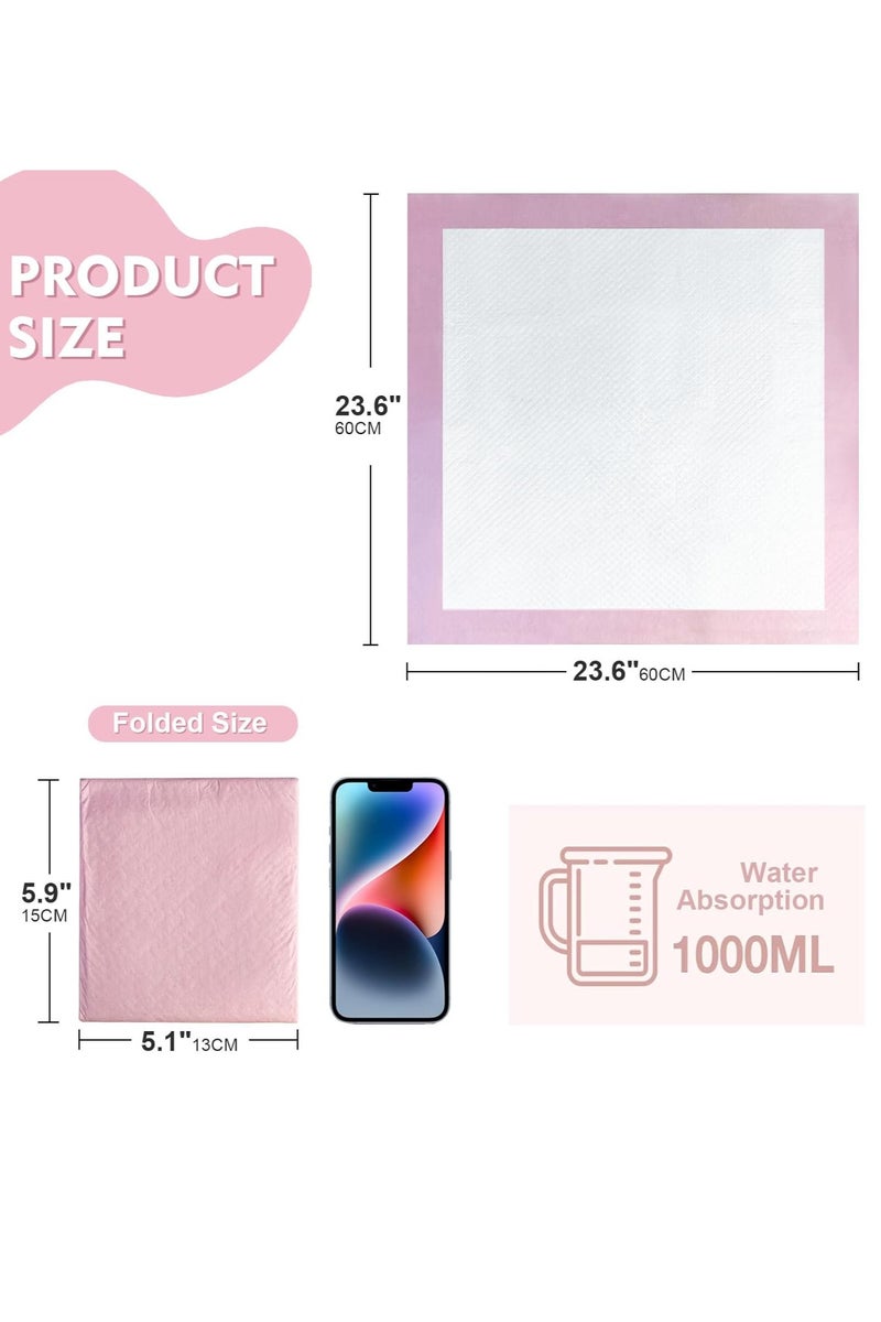 Gonice 40 Pieces Baby Disposable Changing Mats,Waterproof Baby Changing Pads, 60x60 cm, Highly Absorbent Leakproof Changing Pad Baby, Ultra soft Diaper Changing Mat Underpads for Baby Pink - Image 2
