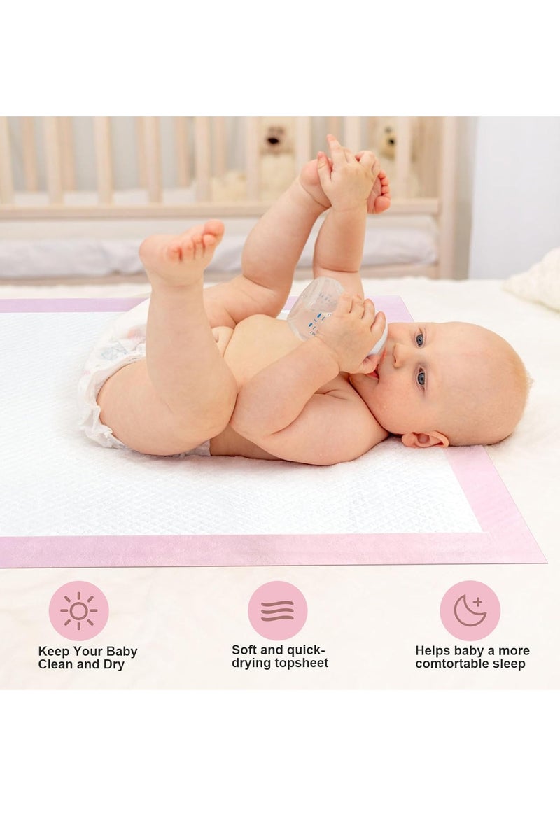 Gonice 40 Pieces Baby Disposable Changing Mats,Waterproof Baby Changing Pads, 60x60 cm, Highly Absorbent Leakproof Changing Pad Baby, Ultra soft Diaper Changing Mat Underpads for Baby Pink - Image 5