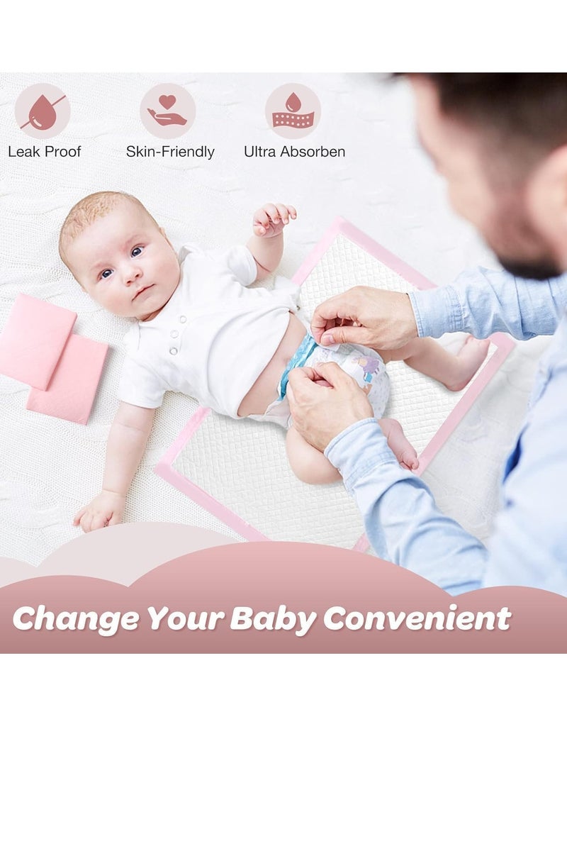 Gonice 40 Pieces Baby Disposable Changing Mats,Waterproof Baby Changing Pads, 60x60 cm, Highly Absorbent Leakproof Changing Pad Baby, Ultra soft Diaper Changing Mat Underpads for Baby Pink - Image 4