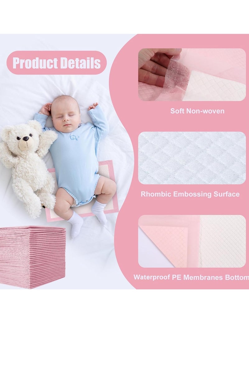 Gonice 40 Pieces Baby Disposable Changing Mats,Waterproof Baby Changing Pads, 60x60 cm, Highly Absorbent Leakproof Changing Pad Baby, Ultra soft Diaper Changing Mat Underpads for Baby Pink - Image 3
