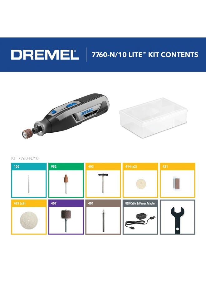 DREMEL Lite 7760 N/10 4V Li-Ion Cordless Rotary Tool Variable Speed Multi-Purpose Rotary Tool Kit, USB Charging, Easy Accessory Changes - Perfect For Light-Duty DIY & Crafting - Image 3