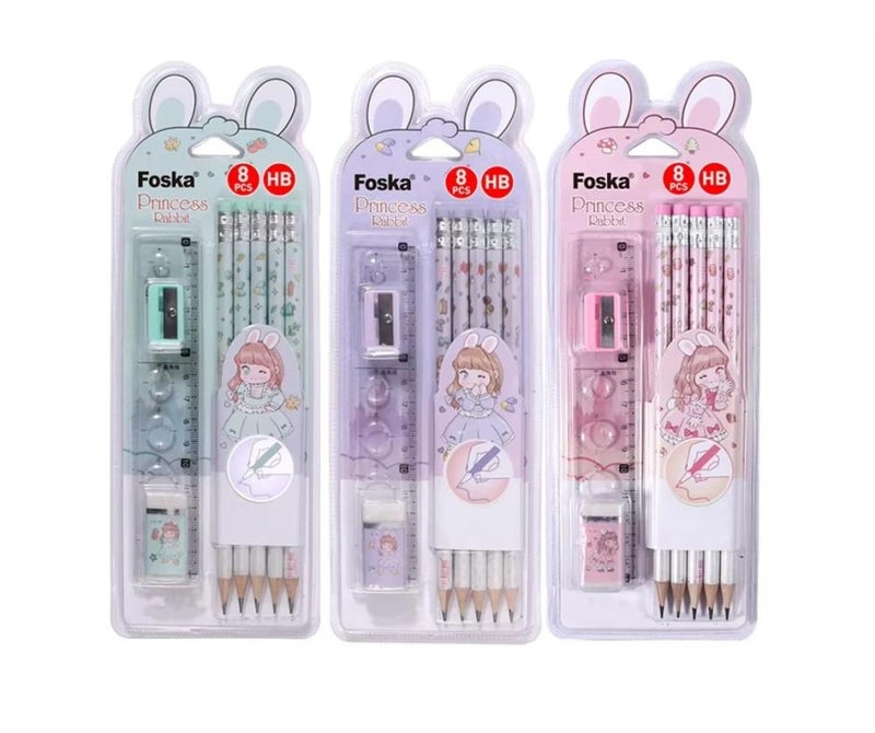 FOSKA Plastic Assorted Colors Pencil Set of 8 - Image 1