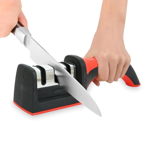MISSMIN Premium Manual Knife Sharpener Tool & Scissor Sharpener Machine for Home – Professional Kitchen Knife Sharpener for All Knives & Blades (3 in 1 Knife Sharpner, Pack of 1) - Image 1