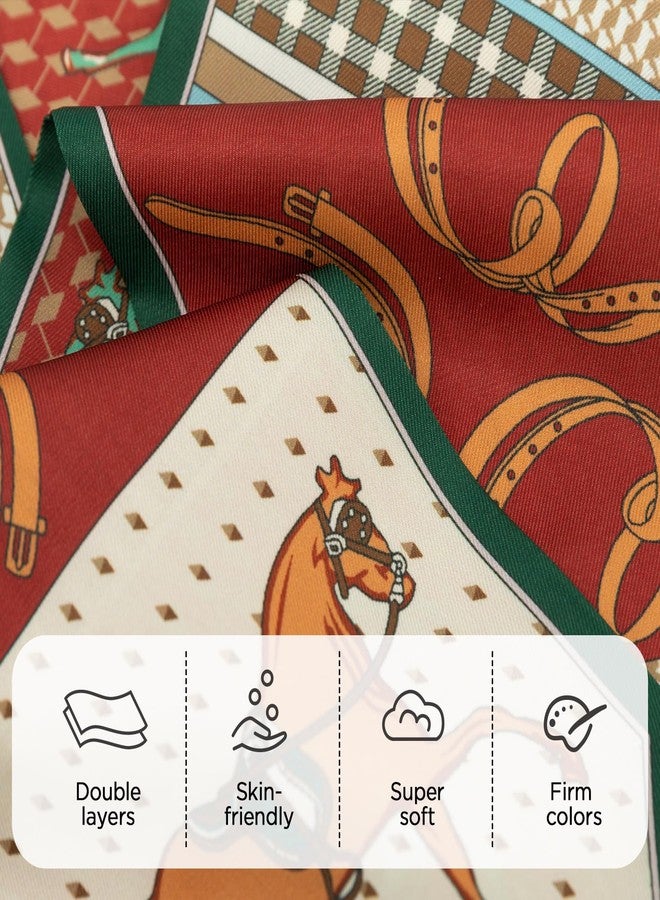 وشاح ساتان للشعر من فيميت - وشاح خفيف الوزن يشبه الحرير للرقبة، وشاح على شكل حصان للنساء، مناسب للحقائب وحفلات العمل (النمط 09)، 59*5.5 بوصة - Image 2