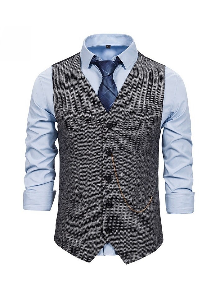 KUYING New Fashionable Herringbone Patterned Suit Vest - Image 1