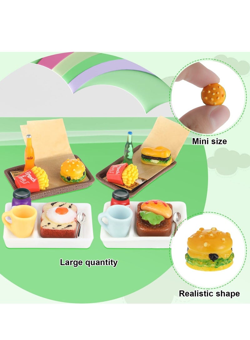 Miniature Food Toy Miniature Doll House Accessories Miniature Play Sets Small Doll Food Dollhouse Food Hamburger Fries Soda Milk Juice Bread Jam Cup Egg for Pretend Play Kitchen - Image 3
