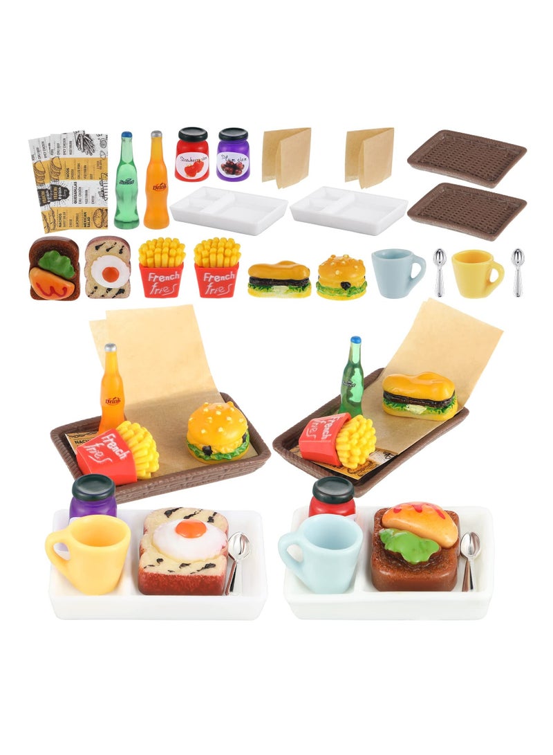 Miniature Food Toy Miniature Doll House Accessories Miniature Play Sets Small Doll Food Dollhouse Food Hamburger Fries Soda Milk Juice Bread Jam Cup Egg for Pretend Play Kitchen - Image 1