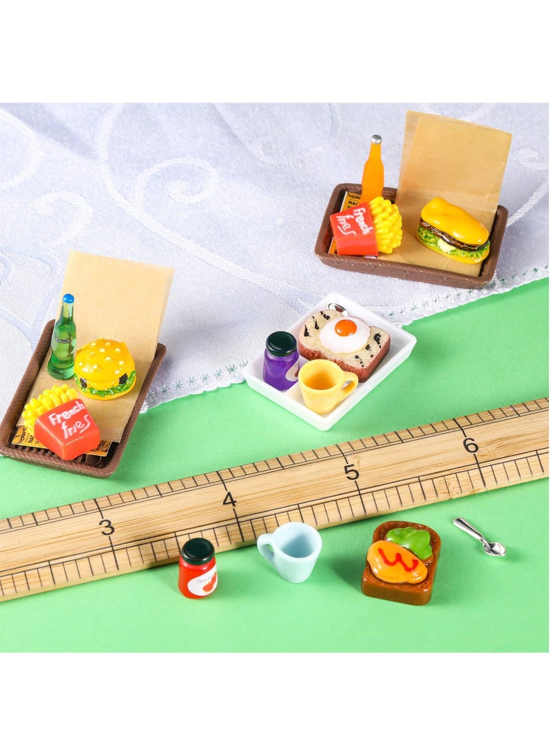 Miniature Food Toy Miniature Doll House Accessories Miniature Play Sets Small Doll Food Dollhouse Food Hamburger Fries Soda Milk Juice Bread Jam Cup Egg for Pretend Play Kitchen - Image 2