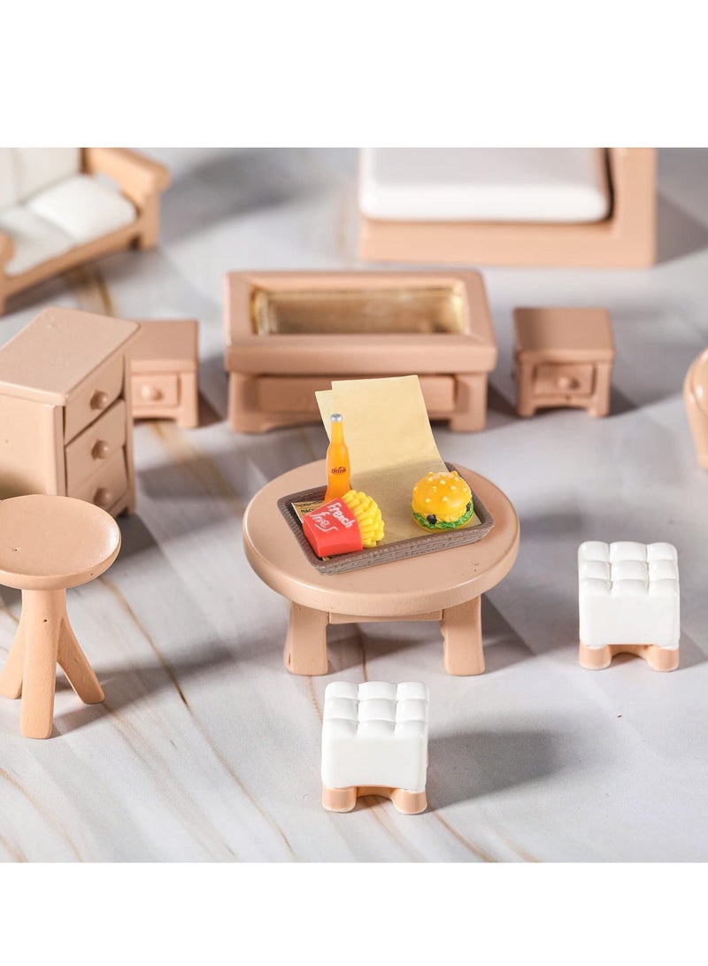 Miniature Food Toy Miniature Doll House Accessories Miniature Play Sets Small Doll Food Dollhouse Food Hamburger Fries Soda Milk Juice Bread Jam Cup Egg for Pretend Play Kitchen - Image 4