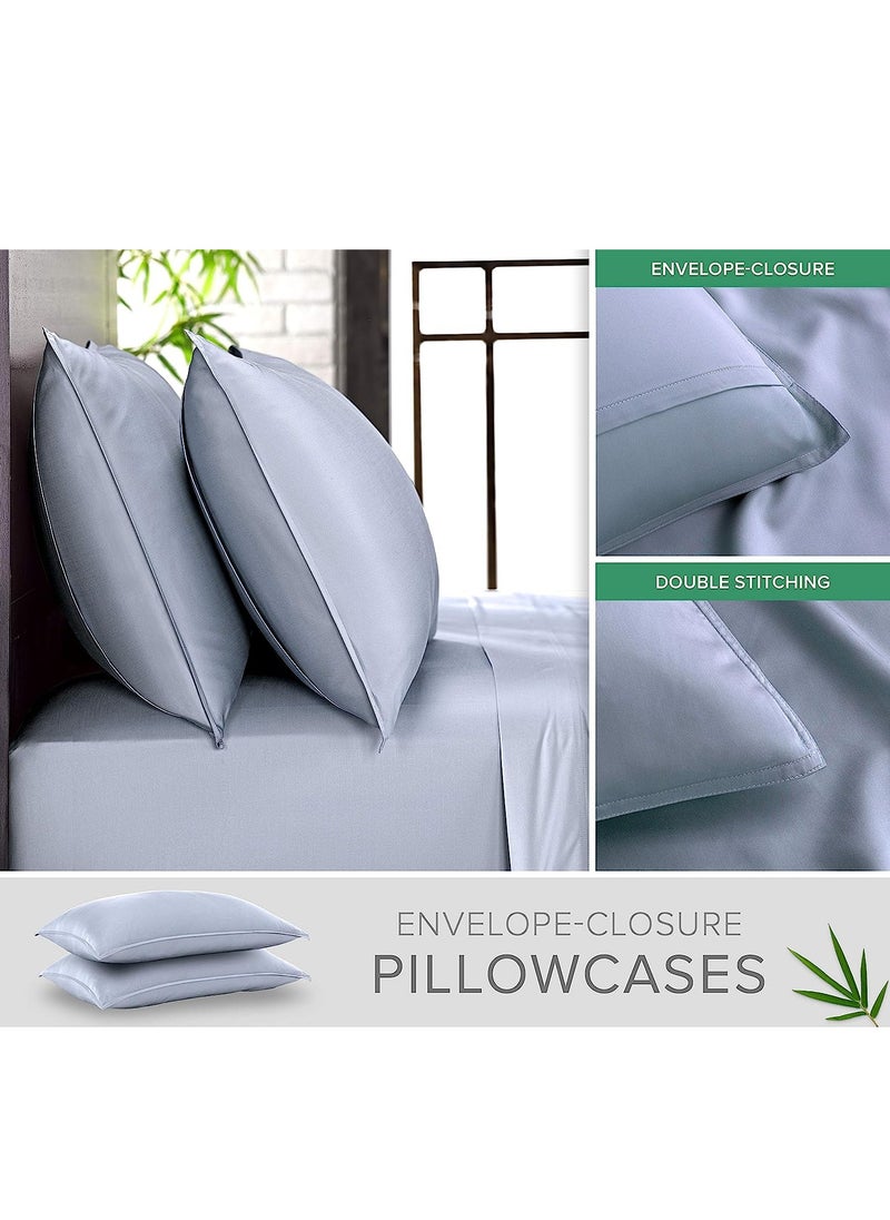 Bamboo Pillowcase Pair 400TC Cool, Anti-Allergic, Soft and Silky – Sky Blue