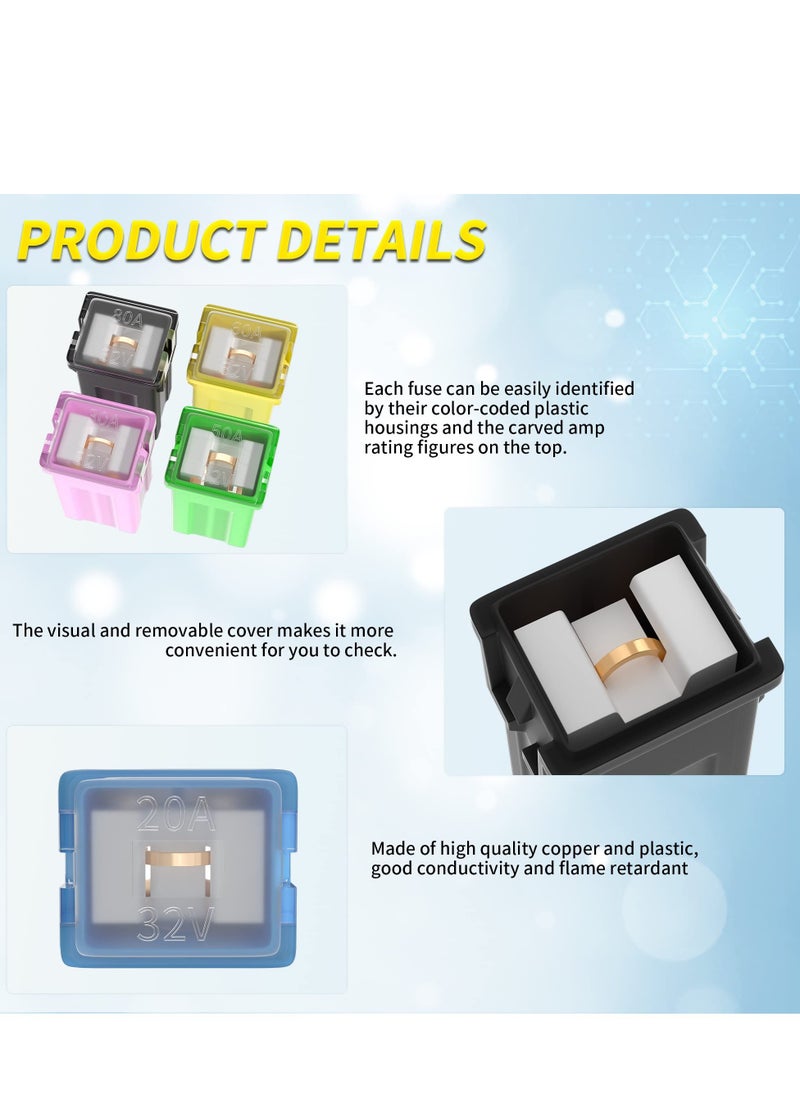36 Pcs Jcase Fuse Automotive Tall/Standard and Low Profile Jcase Box Shaped Fuses Assortment Kit (20A, 30A, 40A, 50A, 60A, 80A) for Ford Chevy/GM Nissan and Toyota Pickup Trucks Cars SUVs