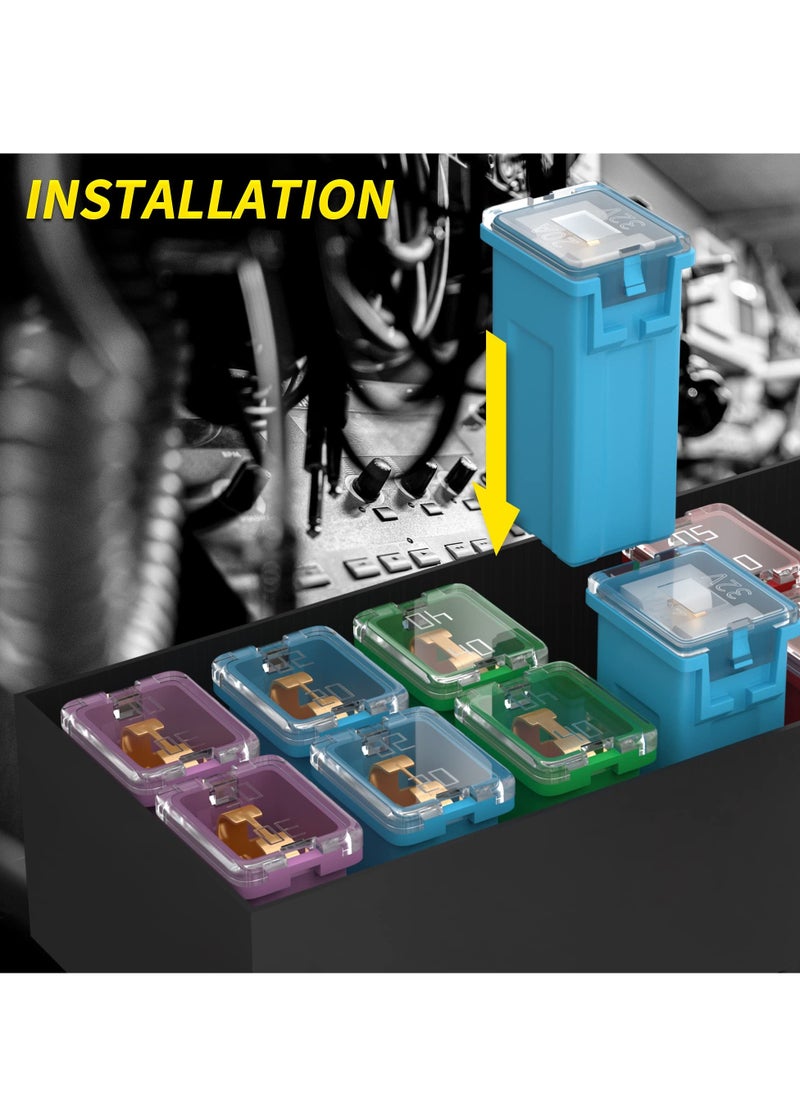 36 Pcs Jcase Fuse Automotive Tall/Standard and Low Profile Jcase Box Shaped Fuses Assortment Kit (20A, 30A, 40A, 50A, 60A, 80A) for Ford Chevy/GM Nissan and Toyota Pickup Trucks Cars SUVs