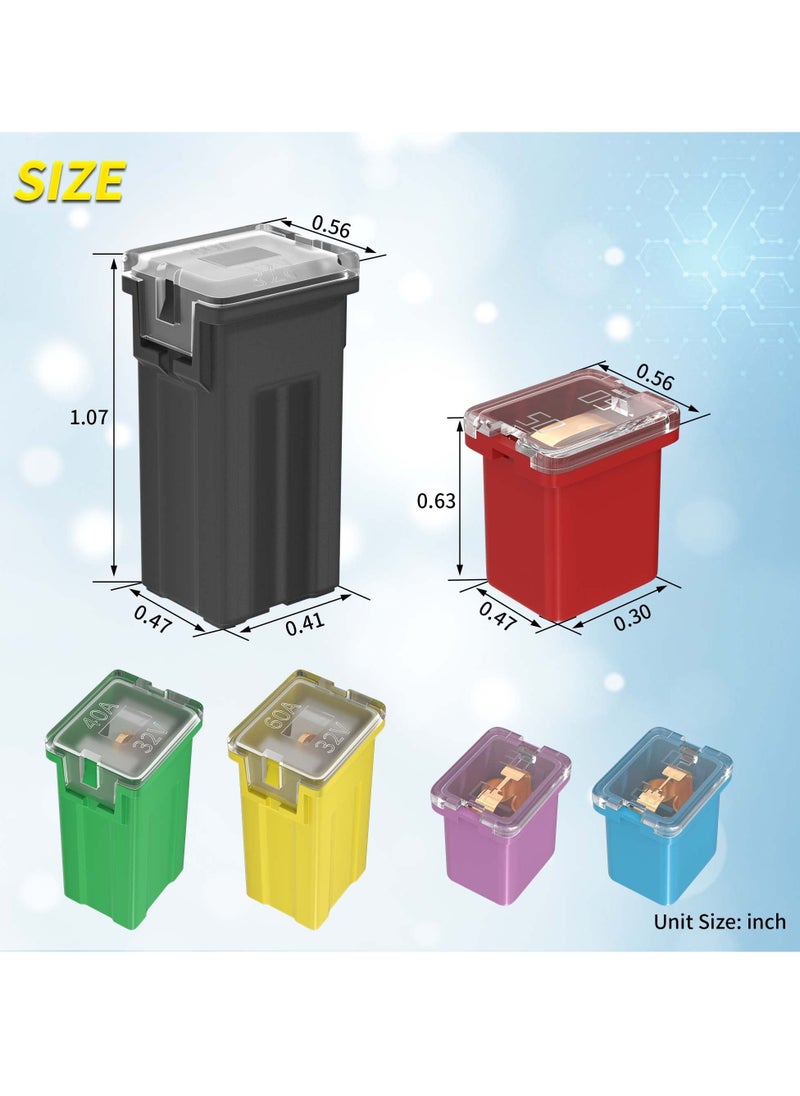36 Pcs Jcase Fuse Automotive Tall/Standard and Low Profile Jcase Box Shaped Fuses Assortment Kit (20A, 30A, 40A, 50A, 60A, 80A) for Ford Chevy/GM Nissan and Toyota Pickup Trucks Cars SUVs