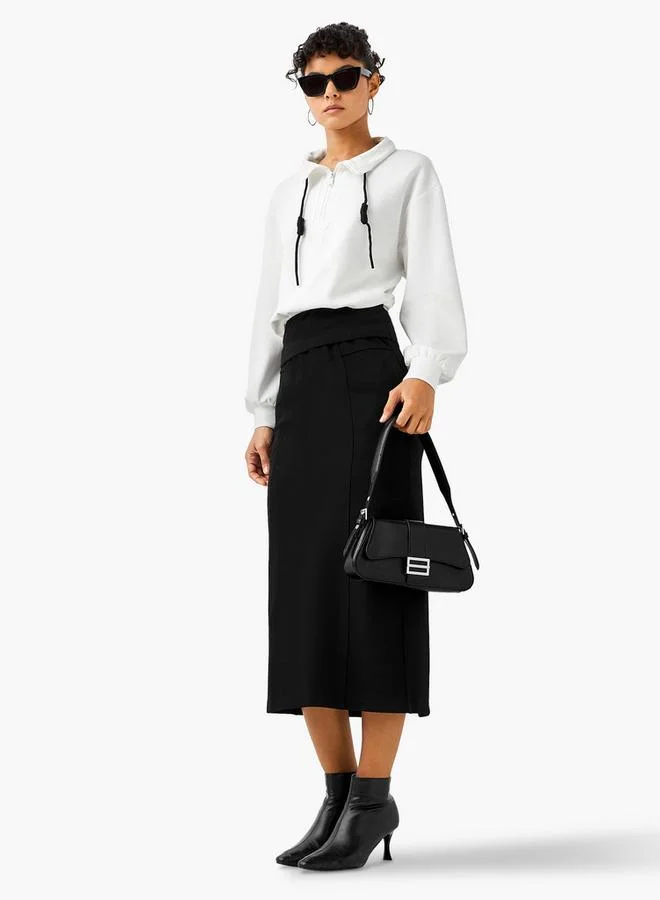 2Xtremz 2Xtremz Midi Shift Skirt with Slit Detail