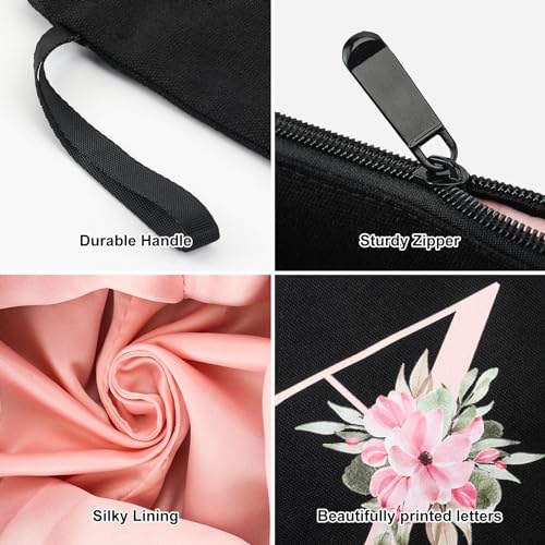 Vavabox A-Z Personalized Makeup Bag, Birthday Gifts for Women Mom, Gifts for Best Friend, Bride Bridesmaid Cosmetic bag (M, Black) - Image 3