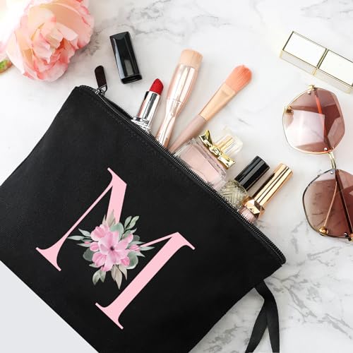 Vavabox A-Z Personalized Makeup Bag, Birthday Gifts for Women Mom, Gifts for Best Friend, Bride Bridesmaid Cosmetic bag (M, Black) - Image 4