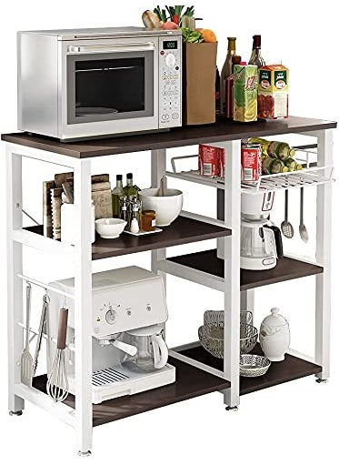INDIAN DECOR INDIAN DECOR XL6700 Metal Powder Coated Durable 3Tier Kitchen Bakers Rack Utility Microwave Oven Stand Storage Cart Workstation Shelf White  - Image 1