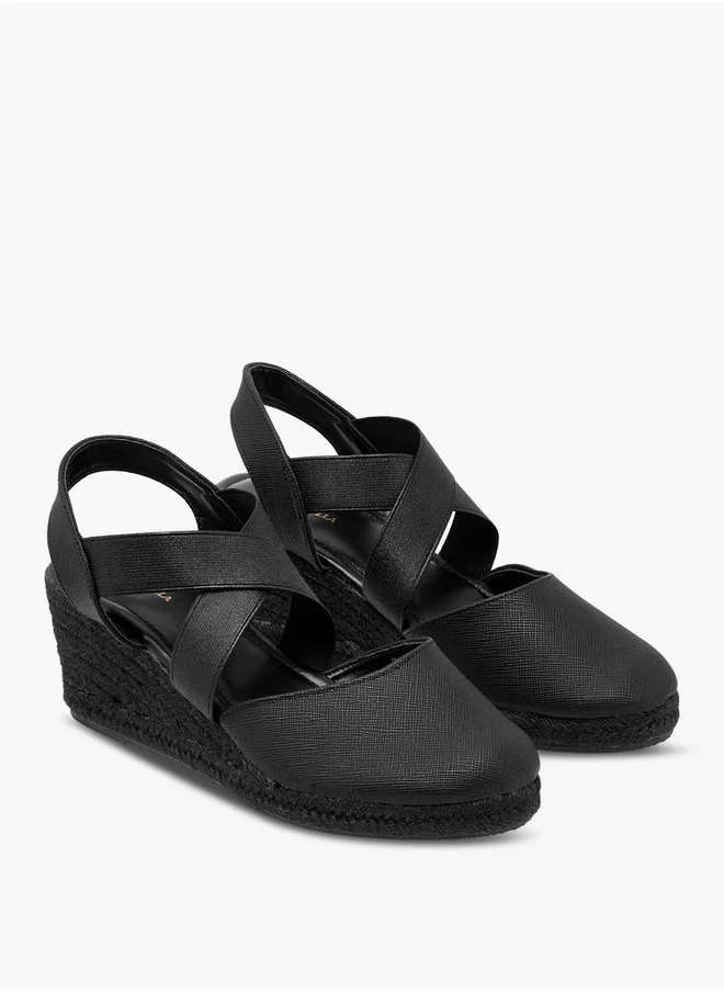 Flora Bella By Shoexpress Women's Textured Wedge Heel Shoes with Elasticated Strap