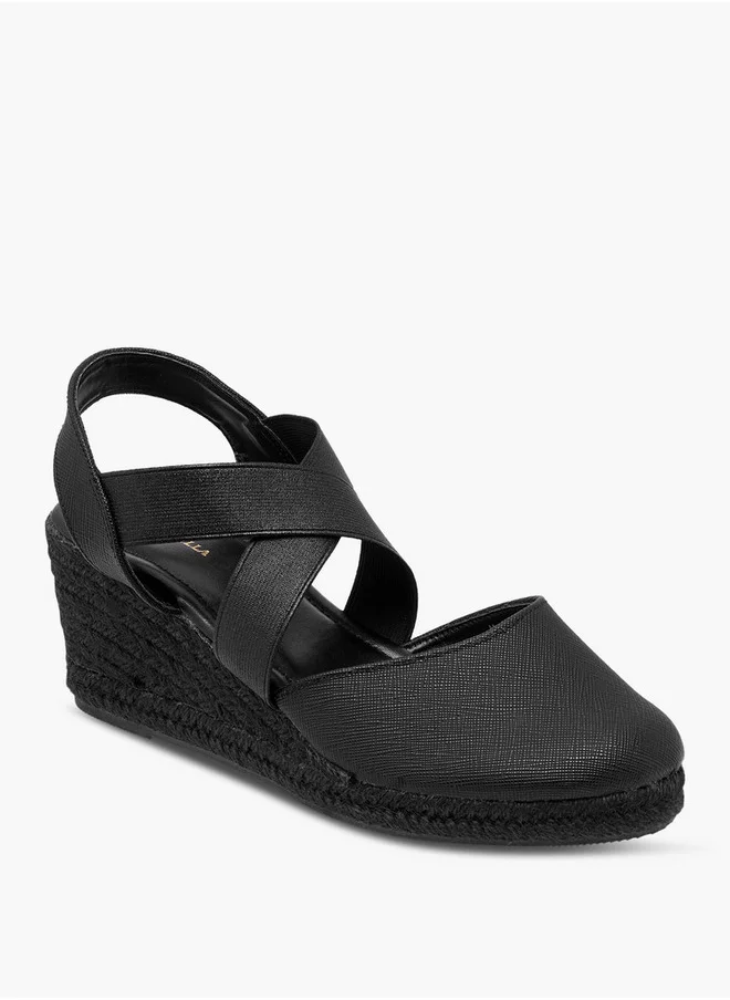 Flora Bella By Shoexpress Women's Textured Wedge Heel Shoes with Elasticated Strap