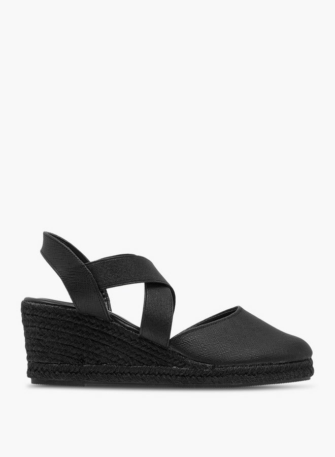 Flora Bella By Shoexpress Women's Textured Wedge Heel Shoes with Elasticated Strap  - Image 3