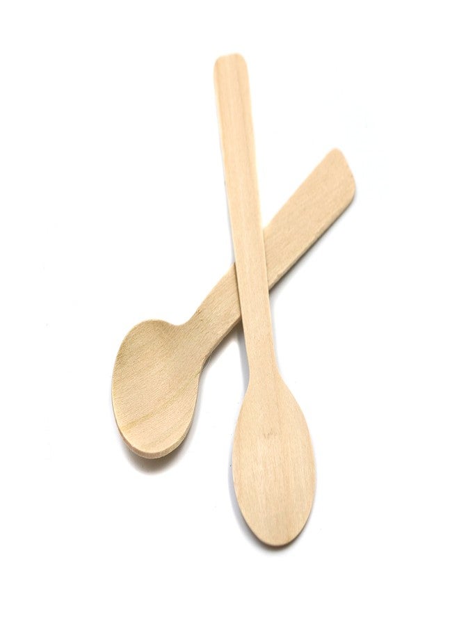 COOBL 3.9 Inches Mini Kitchen Wooden Ice Cream Dessert Spoons Disposable Wood Cutlery Tableware,Pack of 100 - Image 5
