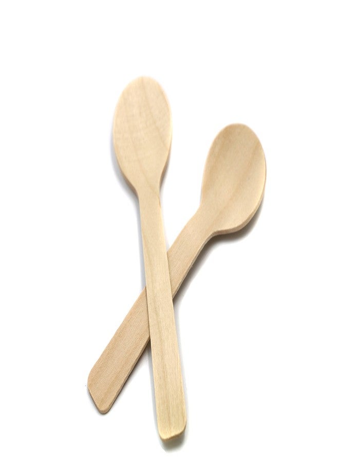 COOBL 3.9 Inches Mini Kitchen Wooden Ice Cream Dessert Spoons Disposable Wood Cutlery Tableware,Pack of 100 - Image 2