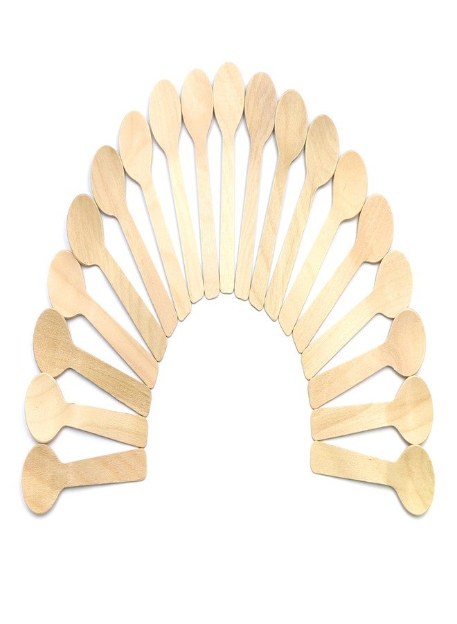 COOBL 3.9 Inches Mini Kitchen Wooden Ice Cream Dessert Spoons Disposable Wood Cutlery Tableware,Pack of 100 - Image 3