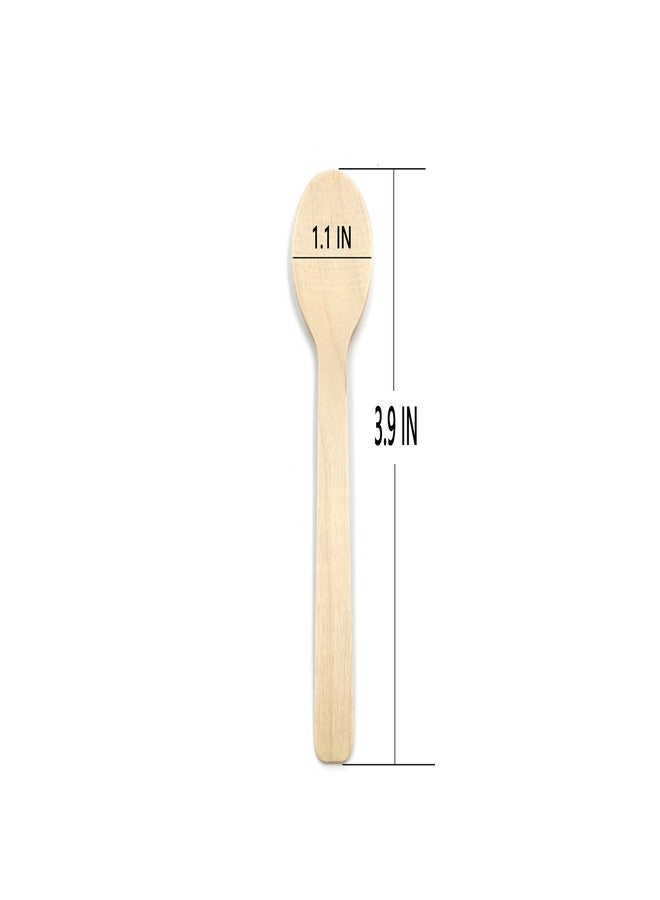 COOBL 3.9 Inches Mini Kitchen Wooden Ice Cream Dessert Spoons Disposable Wood Cutlery Tableware,Pack of 100 - Image 4