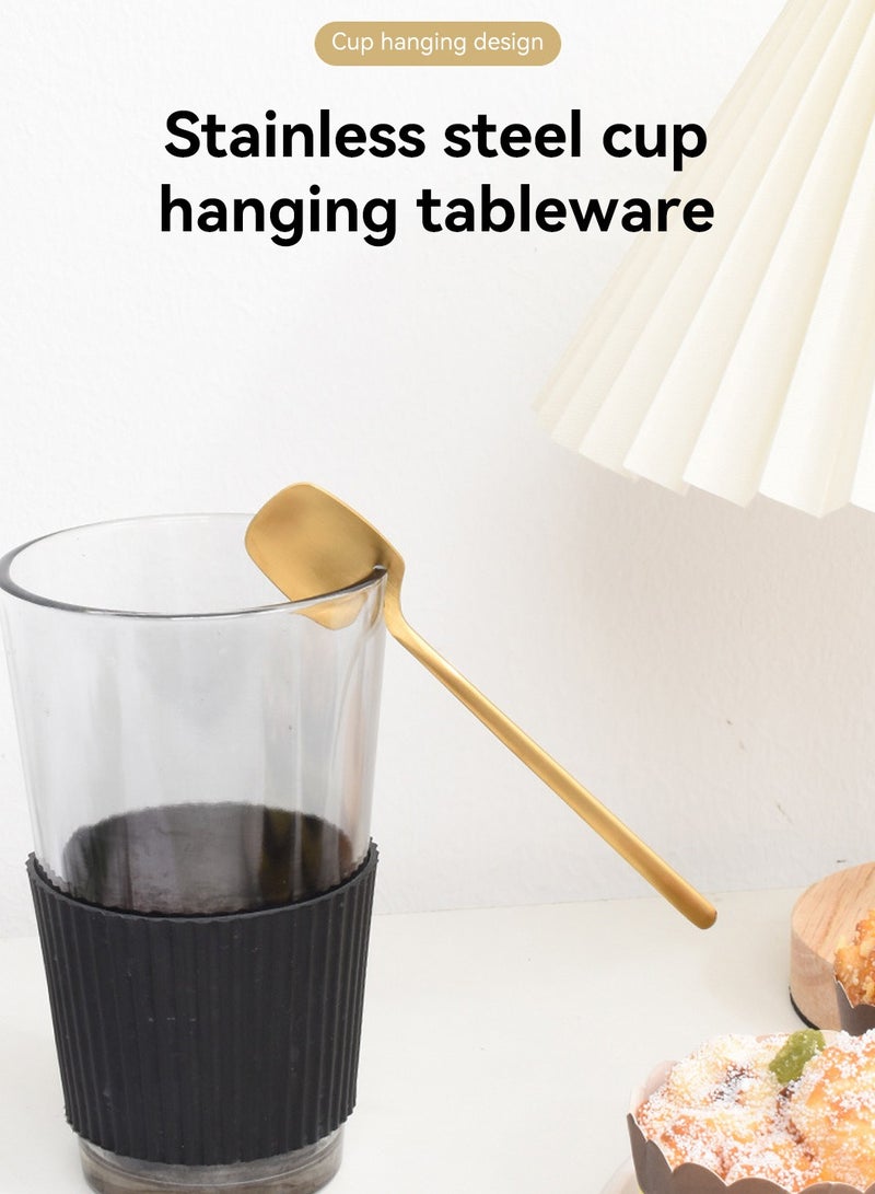 LEOKOR طقم أدوات مائدة 24 قطعة قابلة للتعليق مع سكاكين وملاعق وشوك طقم أدوات مائدة من الفولاذ المقاوم للصدأ تكفي 6 أشخاص ذهبي - Image 4