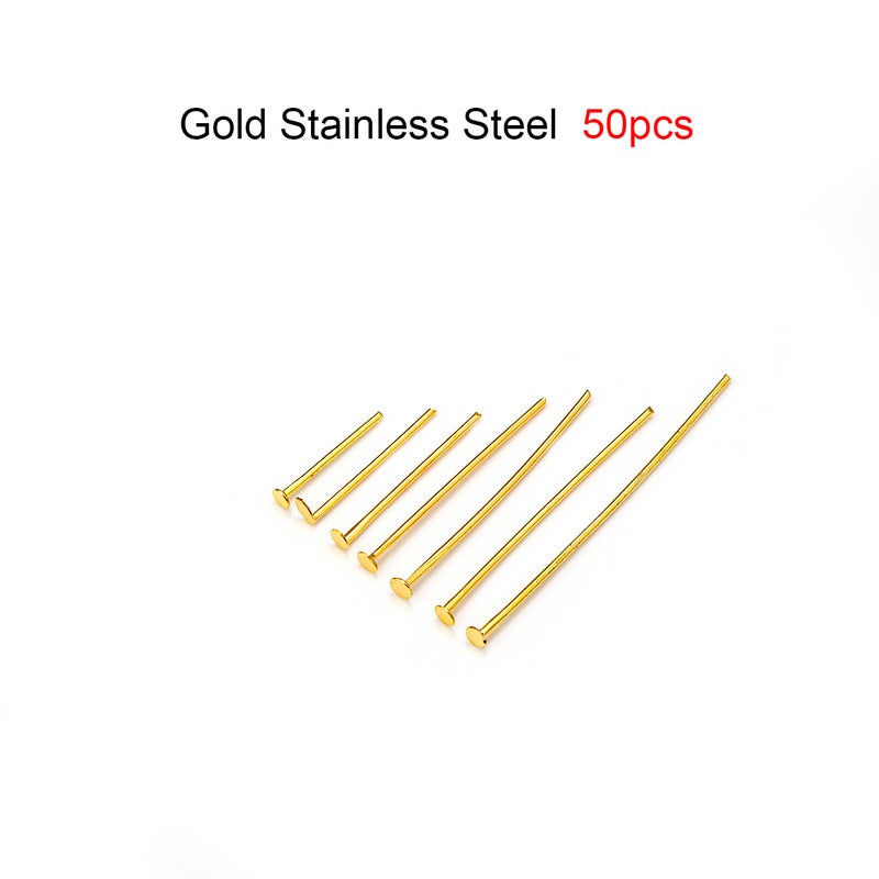 Stainless steel water plating real gold plating nine-character needle T-character needle ball needle accessories DIY handmade material 9-character needle wholesale Golden T-pin (50/pack) 