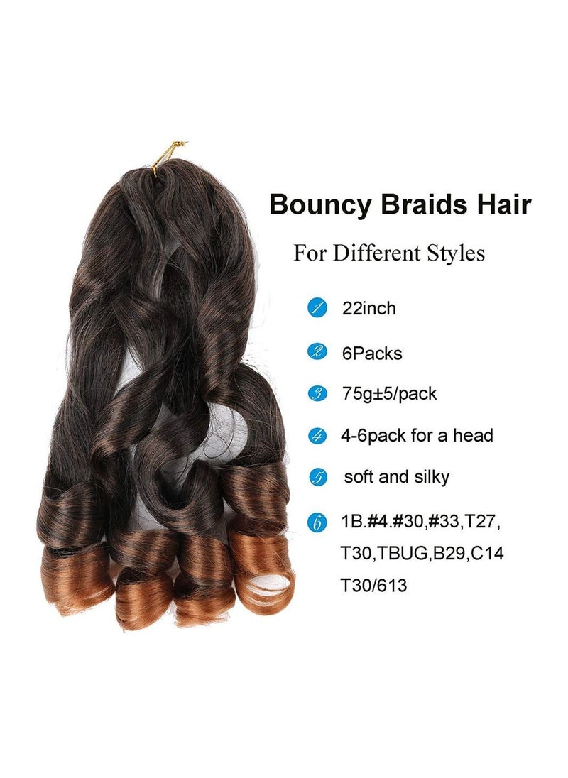 NIBEMINENT - 3 Pack Pre Stretched Bouncy Braiding Hair, 22 Inch Loose Wavy Hair Streched, French Curls Braids Synthetic Extensions, Premium For Women - Image 1