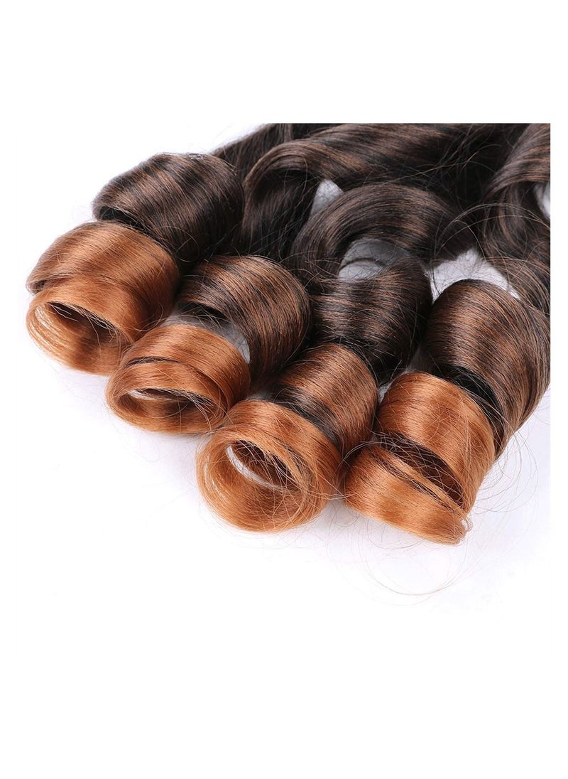 NIBEMINENT - 3 Pack Pre Stretched Bouncy Braiding Hair, 22 Inch Loose Wavy Hair Streched, French Curls Braids Synthetic Extensions, Premium For Women - Image 1