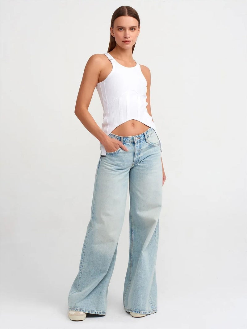 DILVIN Cotton Ribbed Zip Crop Corset Top - Image 3