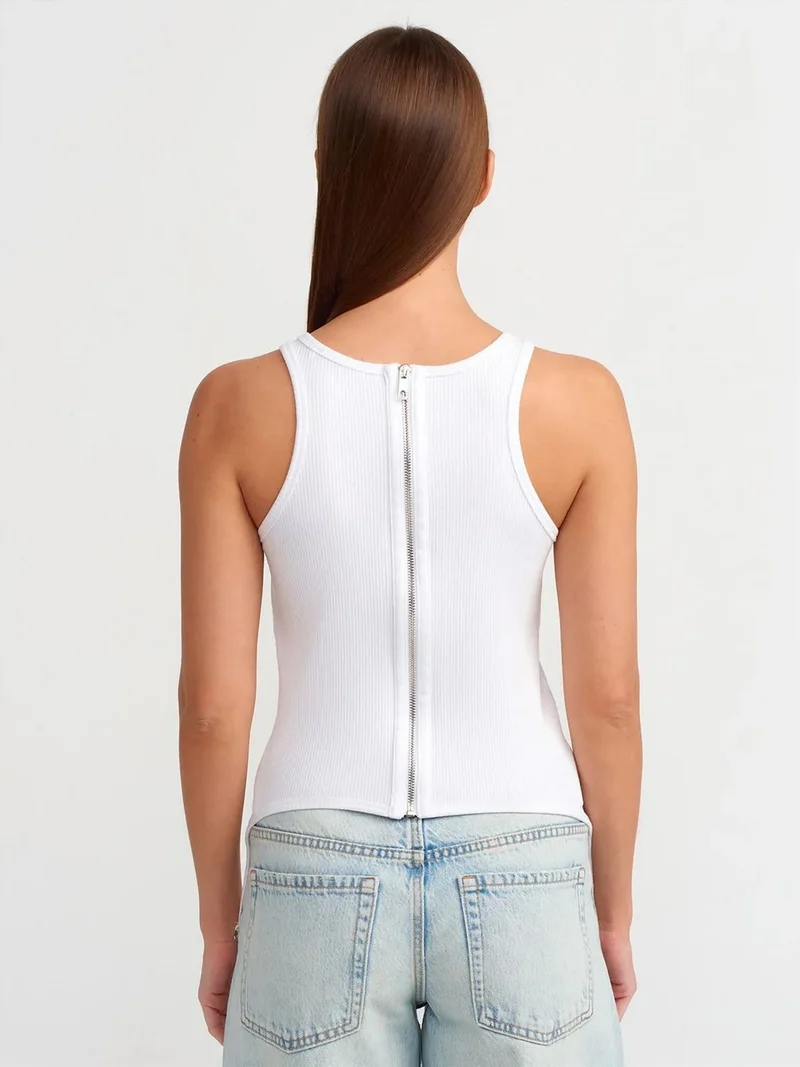 ديلفين DILVIN Cotton Ribbed Zip Crop Corset Top