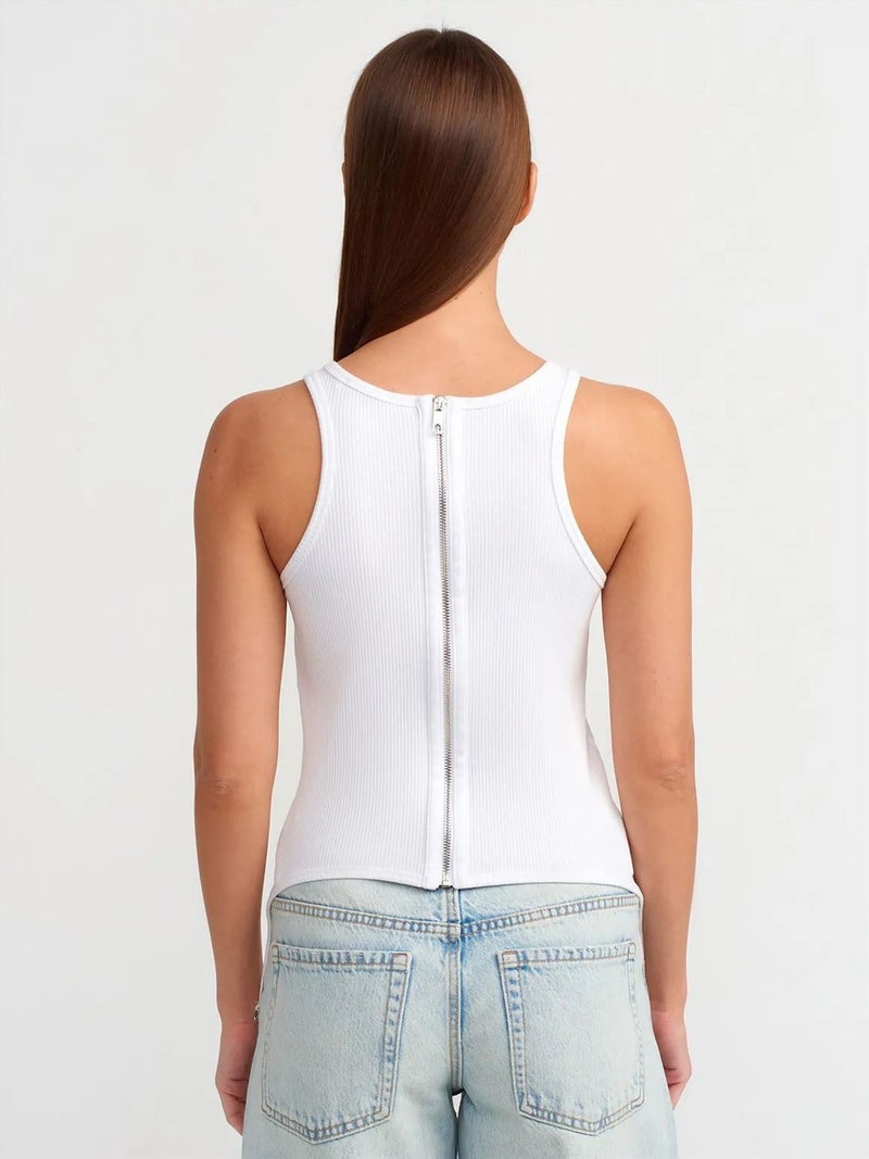DILVIN Cotton Ribbed Zip Crop Corset Top - Image 2