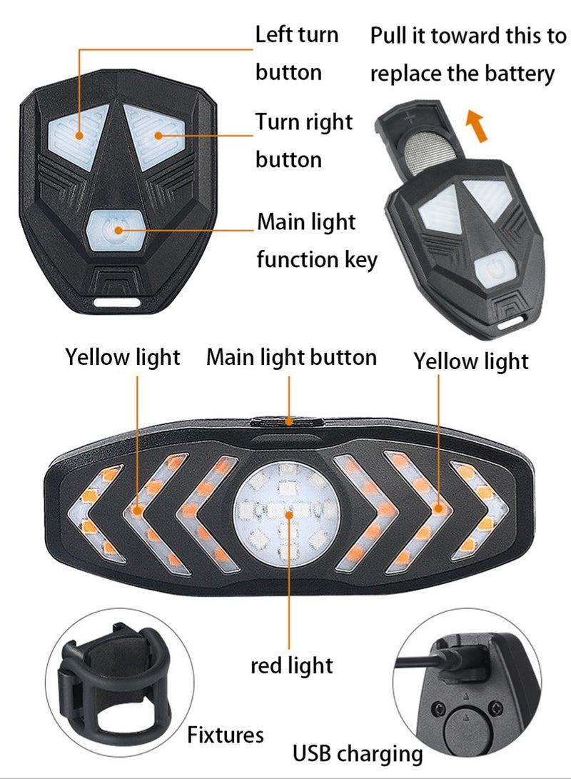 أضواء الدراجة وأضواء مؤخرة الدراجة مع جهاز تحكم عن بُعد، مجموعة أضواء الدراجة، ضوء مؤخرة الدراجة قابل لإعادة الشحن عبر USB - Image 5